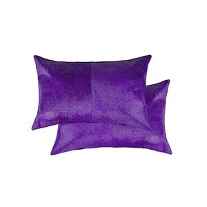 Natural Home Decor Torino Cowhide Pillow | 2-Piece | Purple | 12"x20"